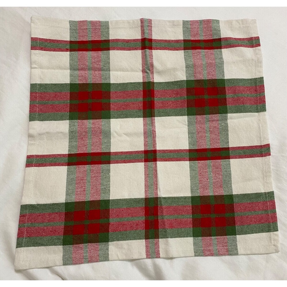 Rachel Ashwell Farmhouse‎ Cloth Napkins Set Of 5 Red Green Plaid Holiday
